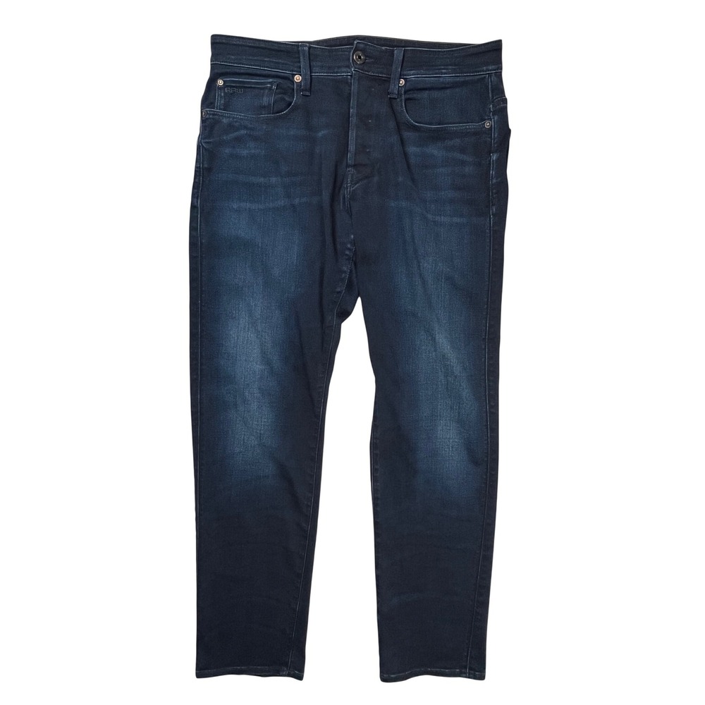 G-Star Raw 3301 Tapered Jeans Mens 30x30 Dark Indigo Blue Faded Streetwear Denim